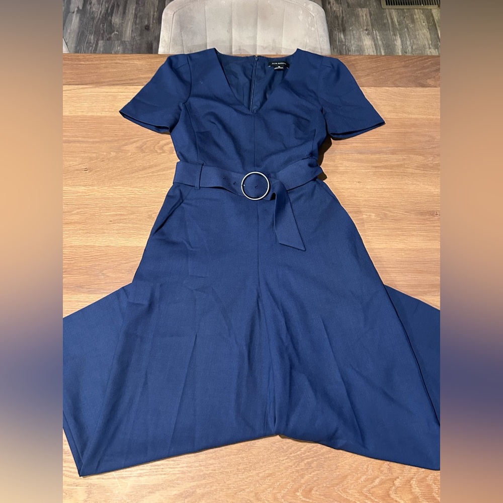 Club Monaco Deep Blue V-Neck Jumpsuit